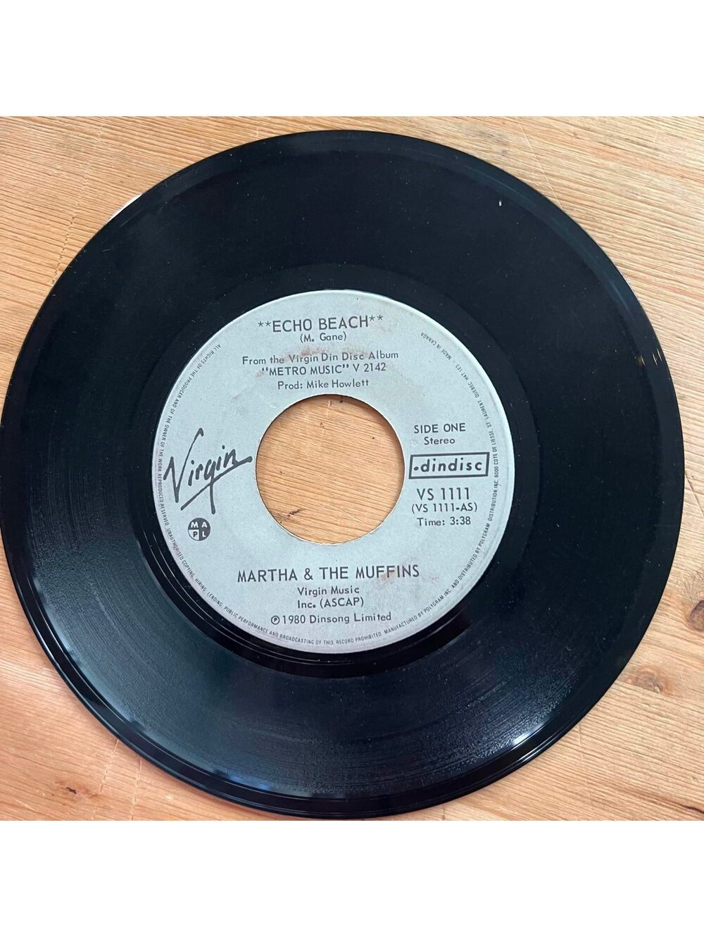 Martha & The Muffins - Echo Beach/Teddy The Dink 45rpm VG+ R07